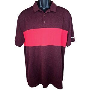 Nike Dri-Fit Golf Standard Fit Mens Polo XL Burgundy & Red Colorblock